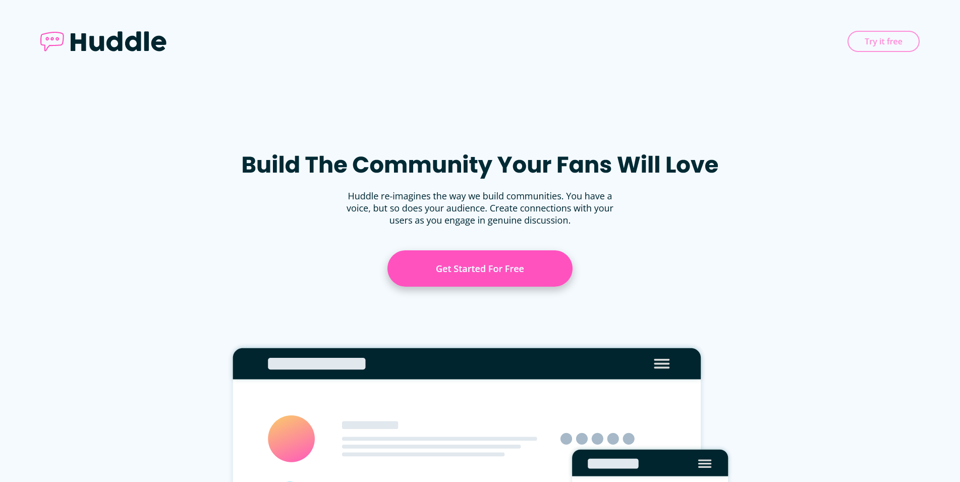 Huddle Landing Page Curved Sections